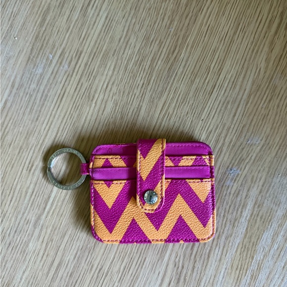 Vera Bradley Chic Pink and Orange Keychain Card Holder - Picture 2 of 2